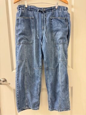Scotch & Soda Women's The Arc Drawstring Barrel Leg Jeans Size 10/30 Boho Denim